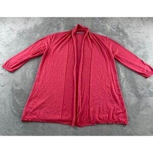 In Cashmere Womens Pink Open Front Shawl Collar Cardigan 3/4 Sleeve XL Soft Knit